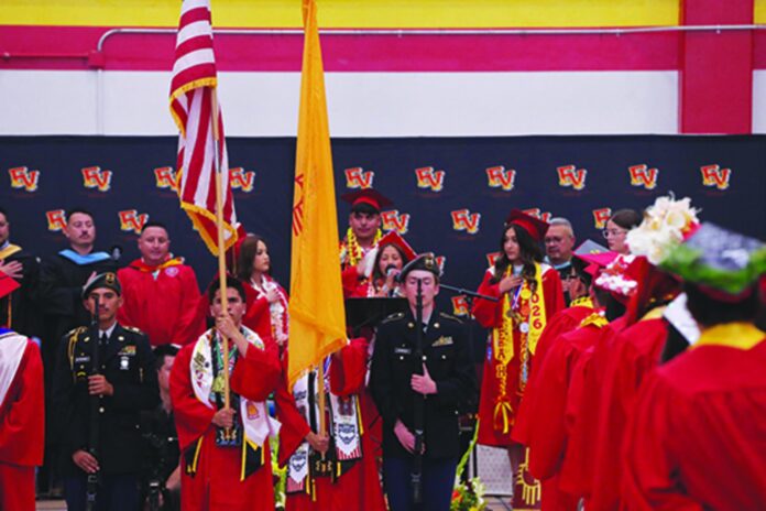The EVHS Color Guard presented the colors before the graduation ceremony.