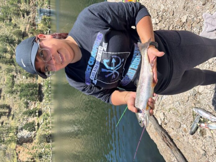 Yazmin had an amazing day and caught her limit of trout using Garlic and Peach PowerBait on July 11, 2026 at Bonito Lake.