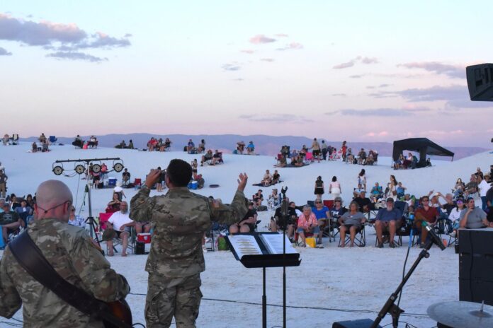 Crowds gather for a past edition of Full Moon Nights at White Sands National Park.