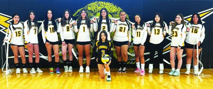 The Coronado volleyball team is looking for significant improvement in its second season under coach Jaylenne Jacquez. The team is: Ariel Salazar (top row, left), Austyn Nelson, Ocean Morfin, Dynette Salazar, Chastelyn Jaramillo, Mia Gallegos, AnnAlyssa Garcia, Aryanna Martinez, Mariah Chavez, Lyla Chavez, Natalia Chacon and Melody Chacon (front).