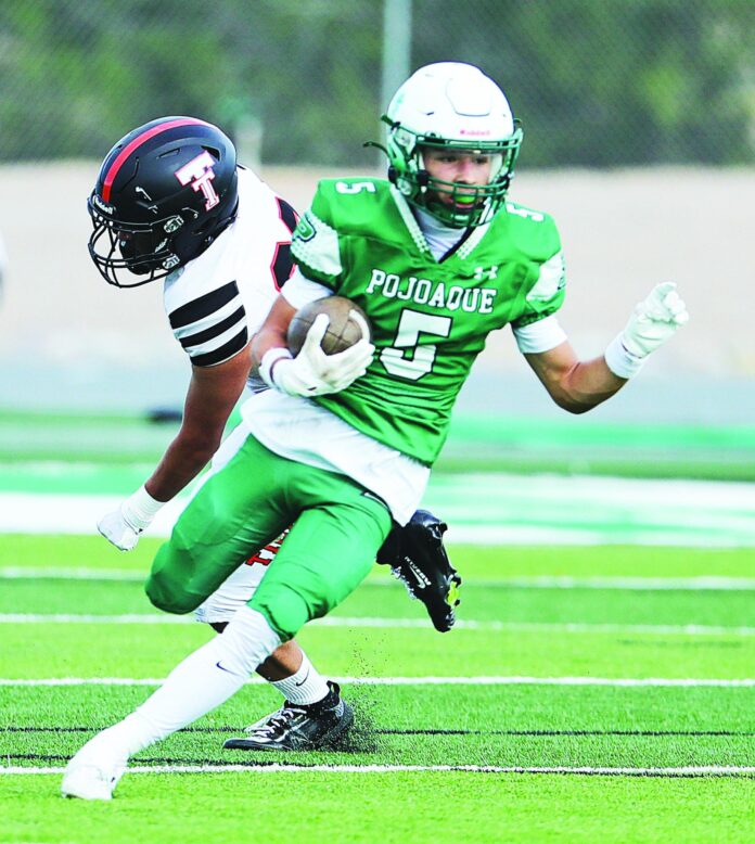 Pojoaque Valley receiver Deion Dixon had three catches for 70 yards and a touchdown as the Elks beat Taos 41-17 in the Aug. 21 season opener.