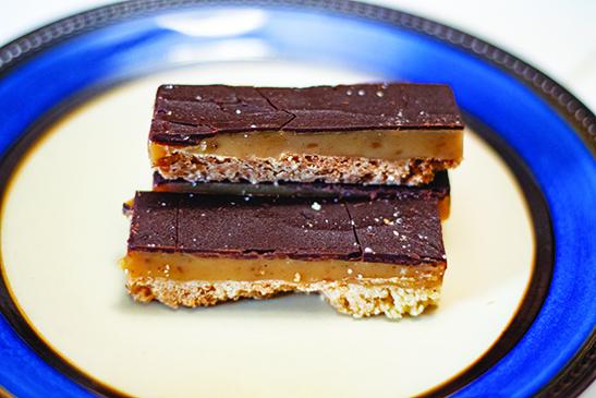 This shortbread topped with caramel and chocolate is as decadent as its name implies.