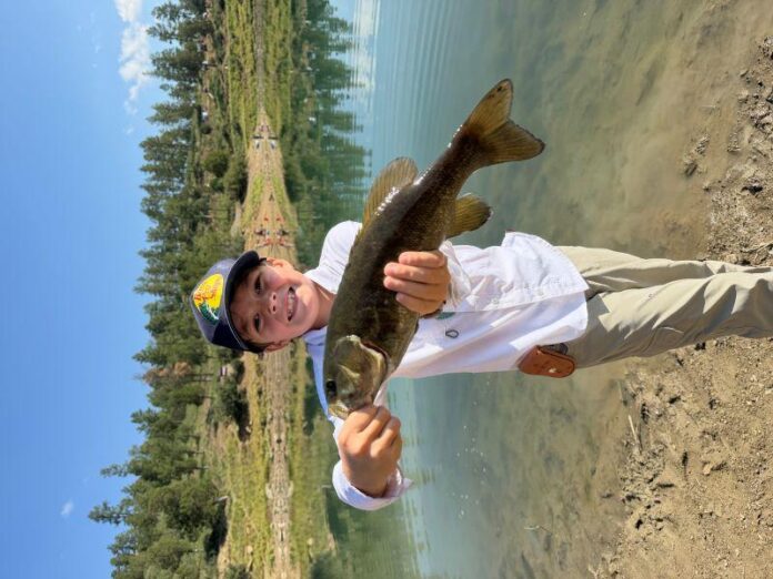 Miles Johnson caught three bass along the shore on Sept. 7 at Grindstone Lake.